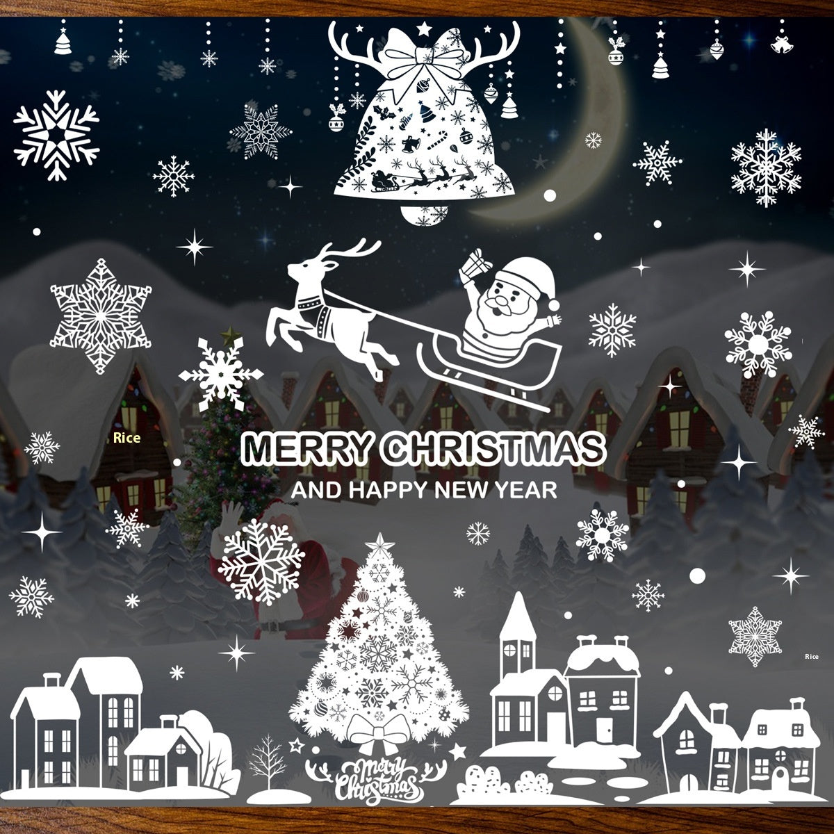 Christmas Window Stickers - Snowman Deer Sled & Holiday Decor Sets