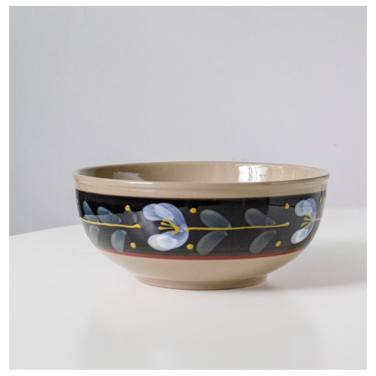 Hand Painted Ceramic Soup Bowl - Creative Flower Design, 7 Inch Multi-Color