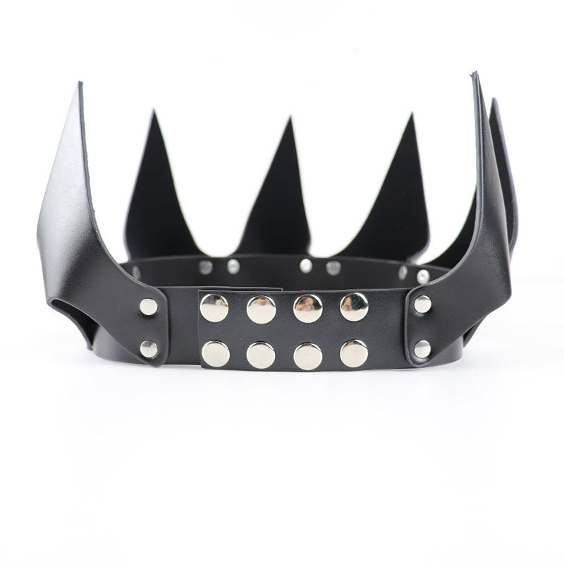Leather Crown Party Headwear - Black