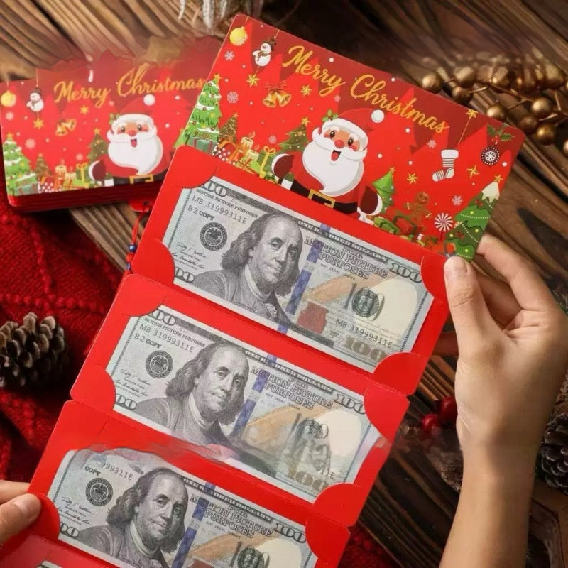 Foldable Dollar Bill Holder with 10 Slots Christmas Party Money Box Red Envelope