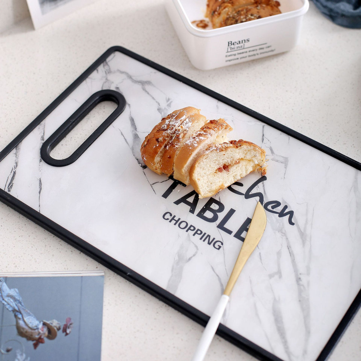 Terrazzo Series Double-Sided Kitchen Cutting Board - White, 22.5x37cm
