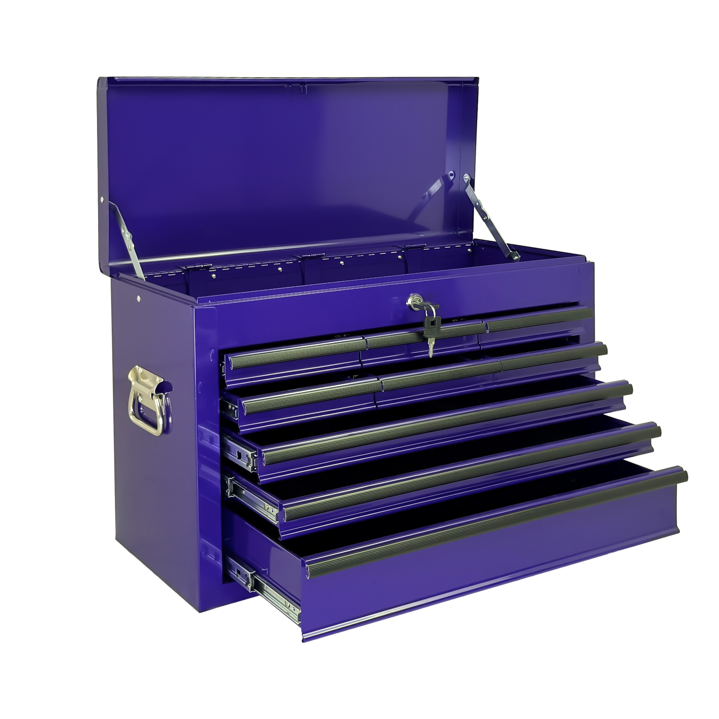 Purple Heavy Duty Metal Tool Box 24-Inch with 9 Drawers & Locking System