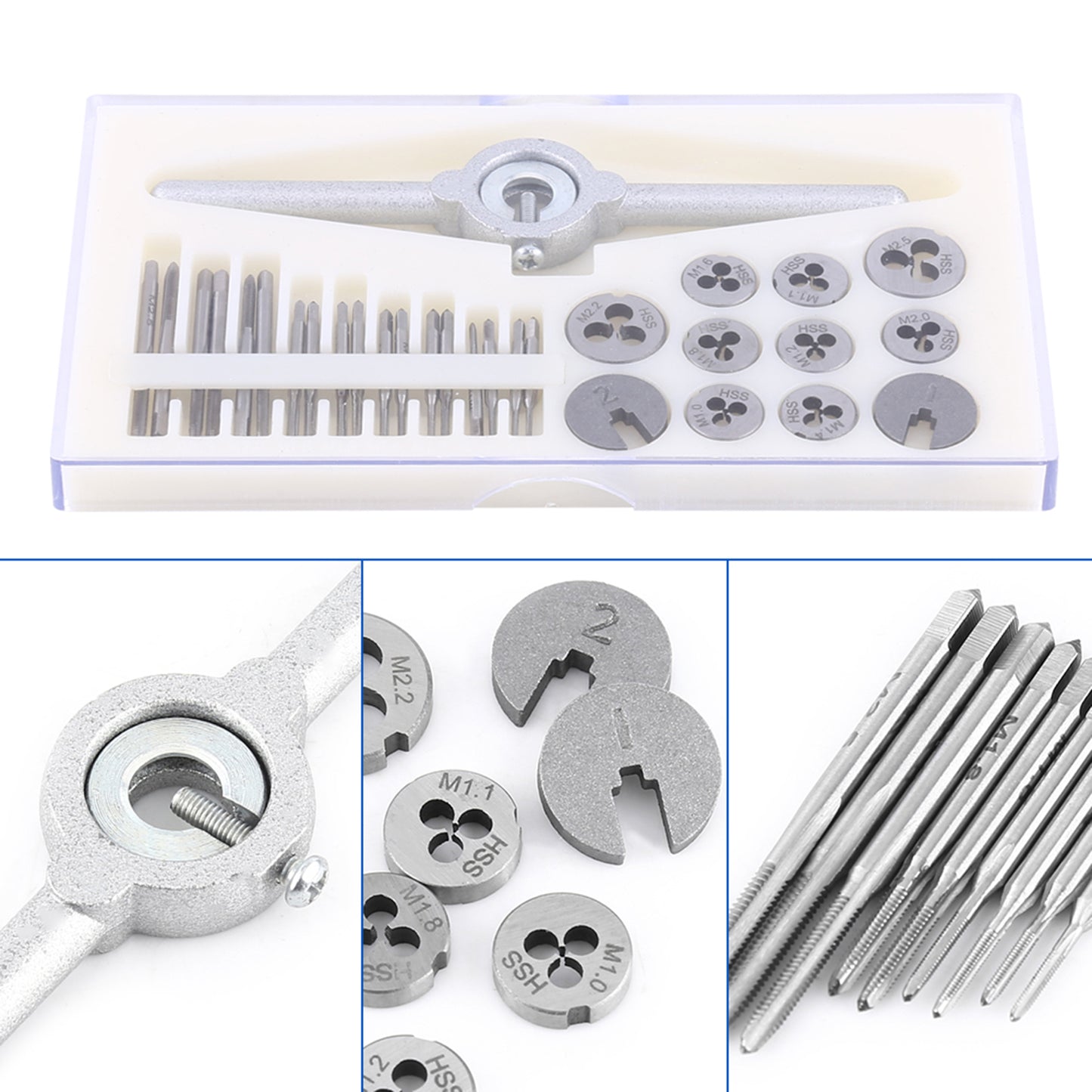 30-Piece Tap & Die Set Hand Threading Tools Kit for Metalworking