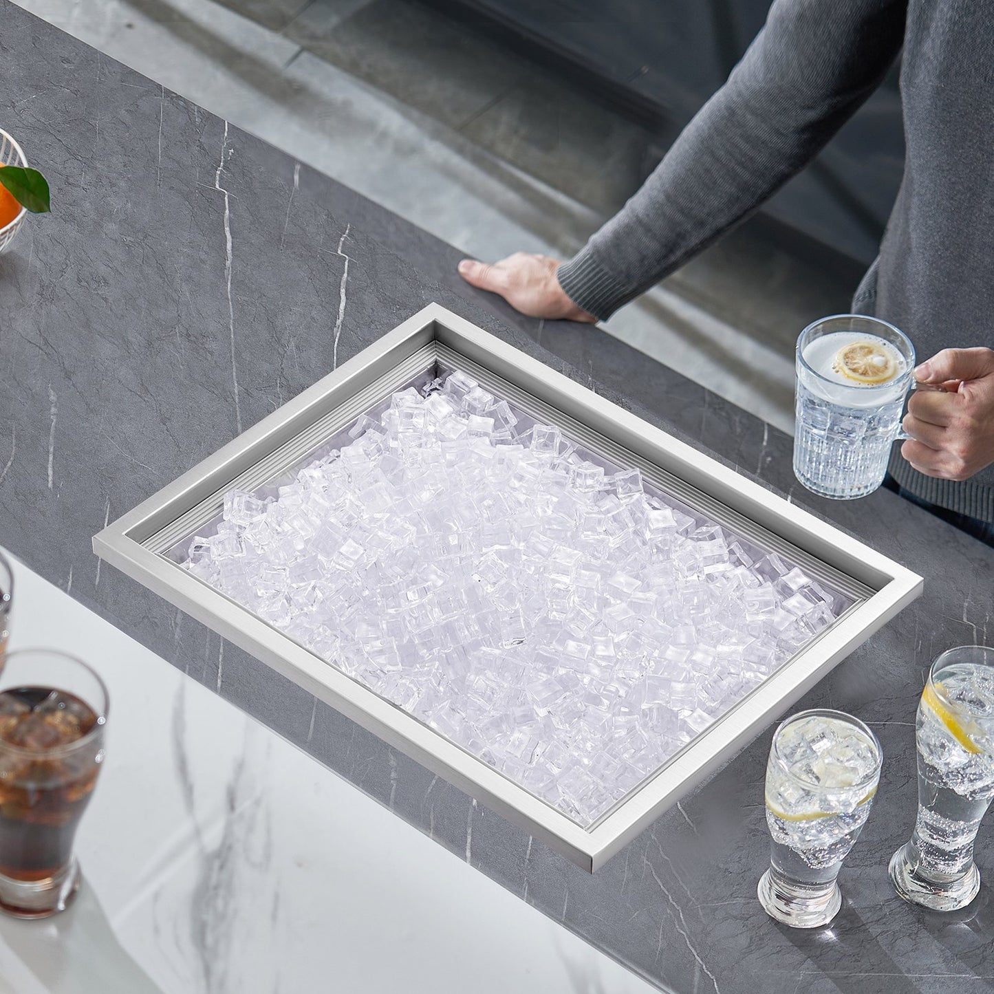 Stainless Steel Drop In Ice Chest - 46QT Outdoor Cooler