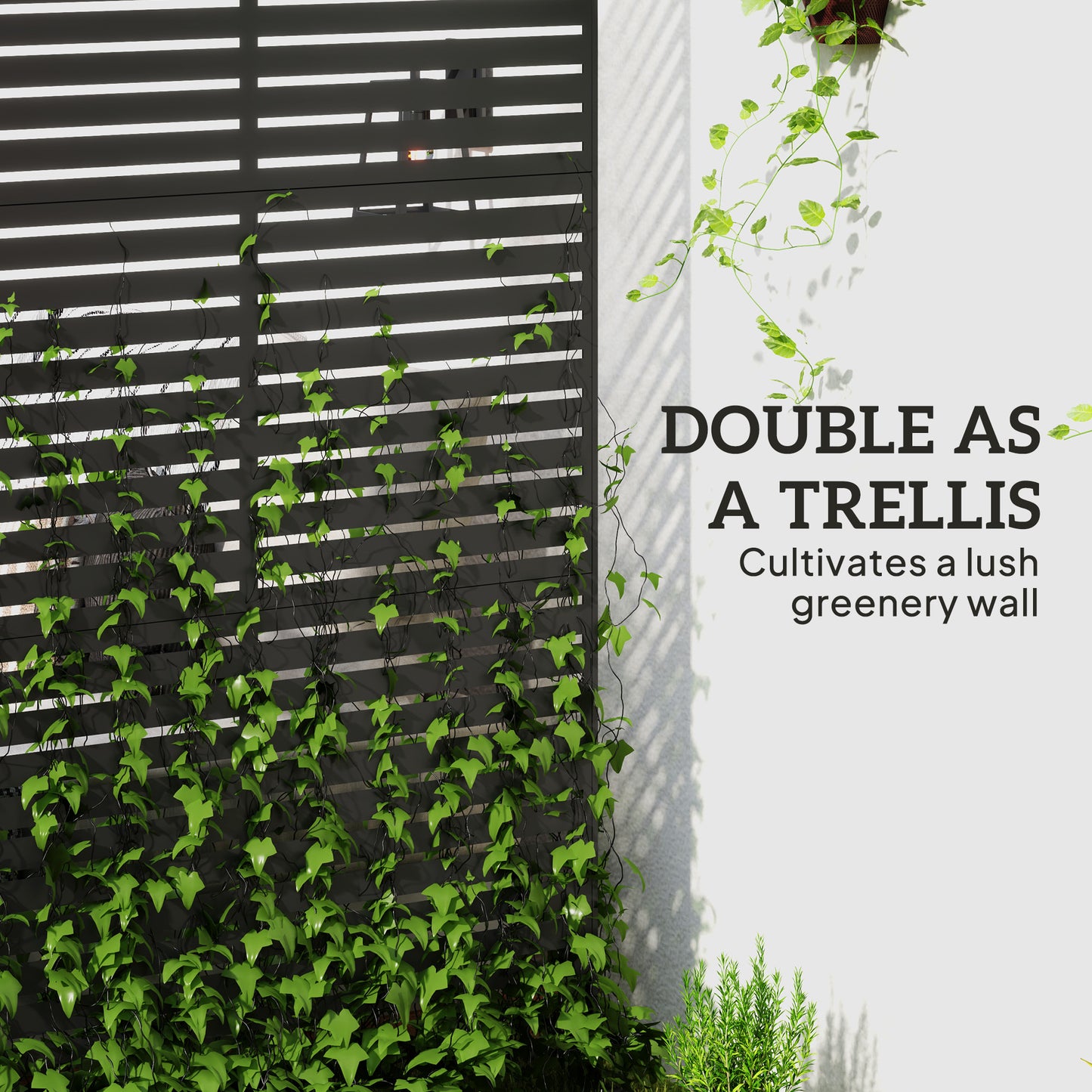 Outdoor Privacy Screen with Trellis, 78" H x 48" W, Black