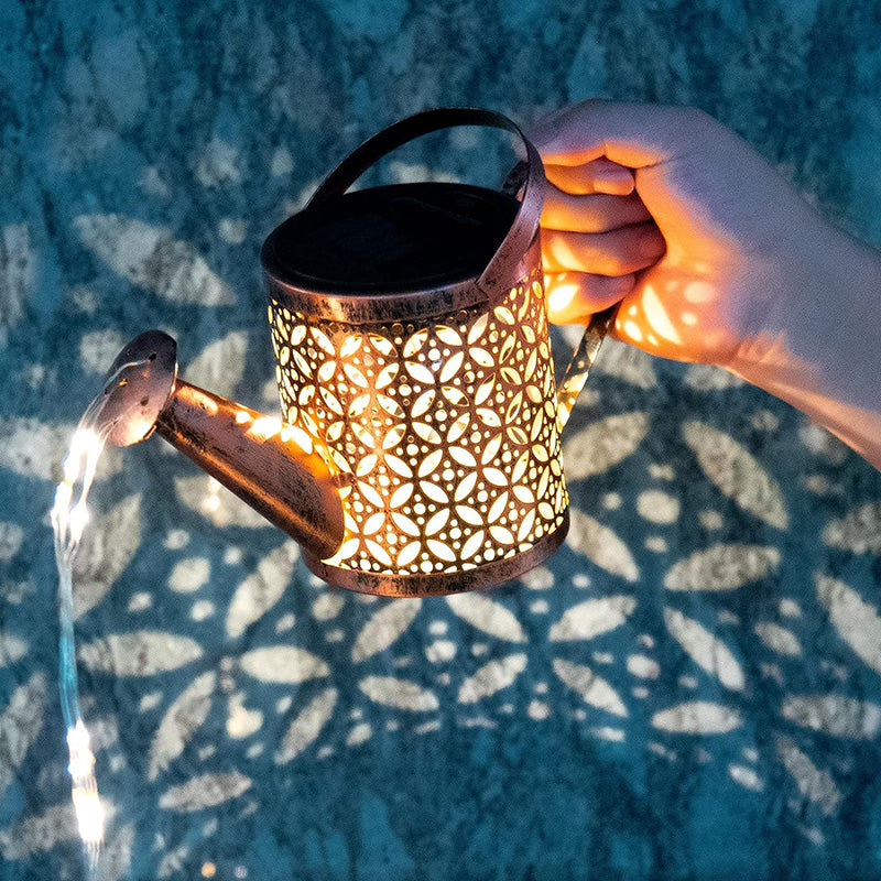 2-Pack LED Solar Watering Can Light String - Outdoor Decor