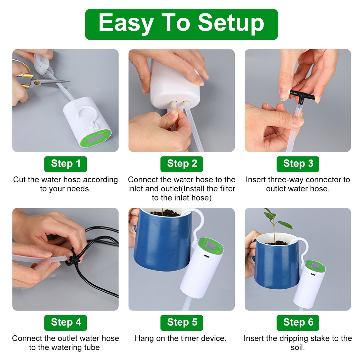 Automatic Watering System for 12 Plants with Timer and Rechargeable Battery