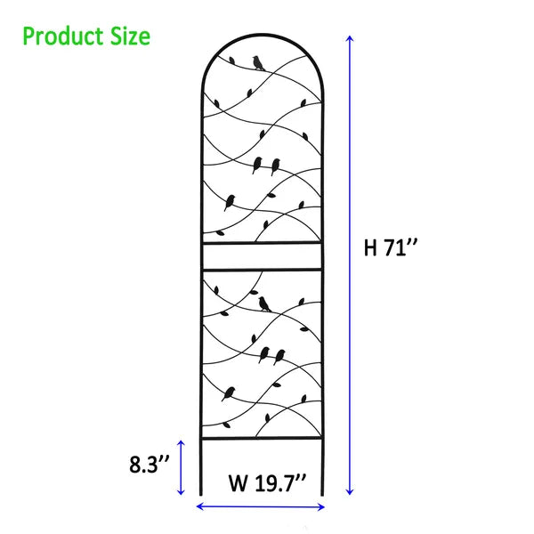 71" Metal Garden Trellis - Rustproof Climbing Plant Support - Black