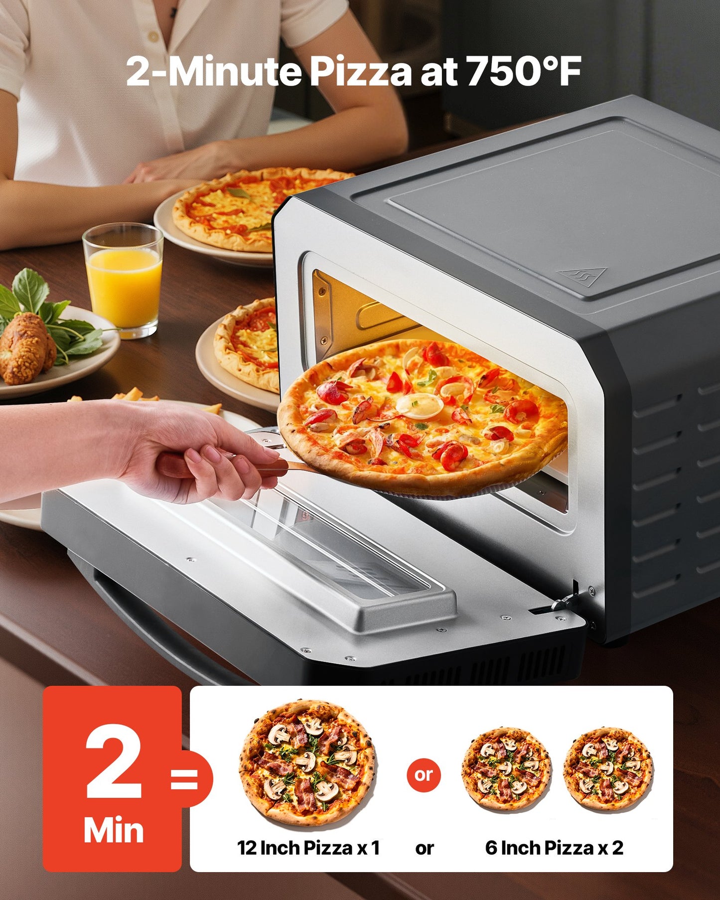 Electric Pizza Oven 12 Inch with Pizza Stone & Adjustable Heat - MultiColor