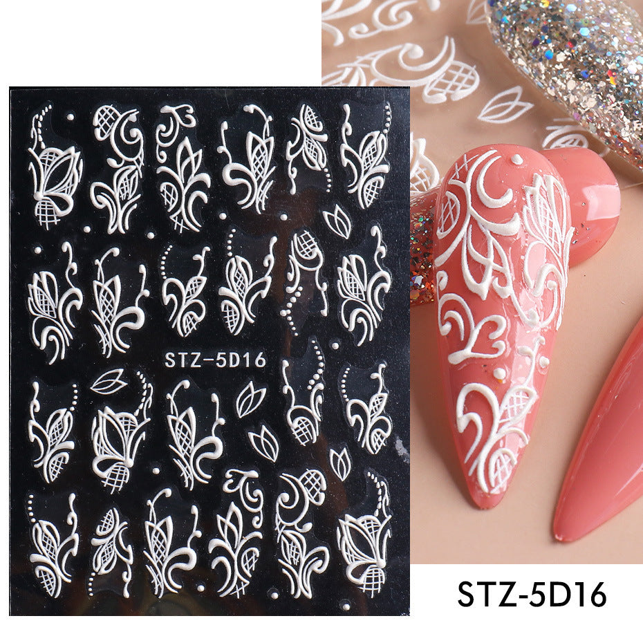 3D Carved Rose Pattern Nail Art Decorations Set - Multiple Styles