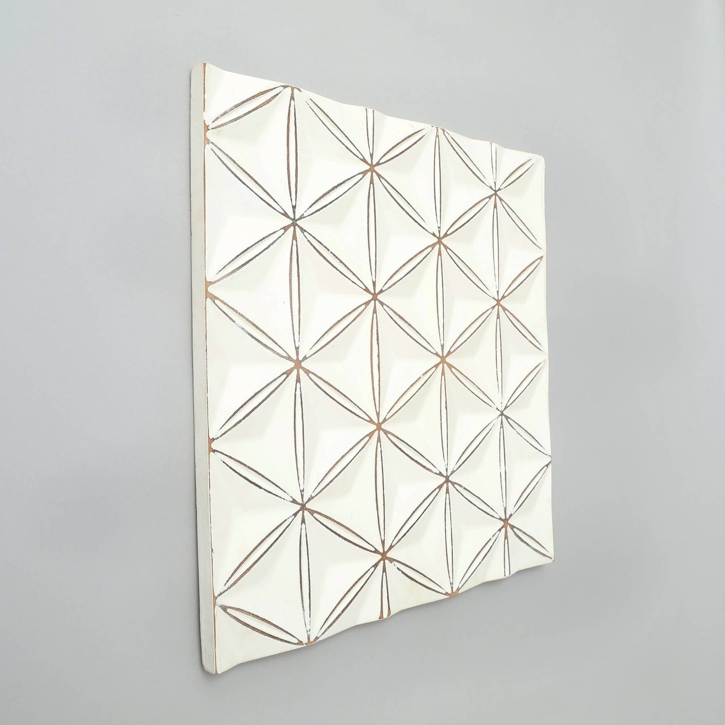 White Square Shape Handcrafted MDF Wall Decor -16 X16 Elegant Home