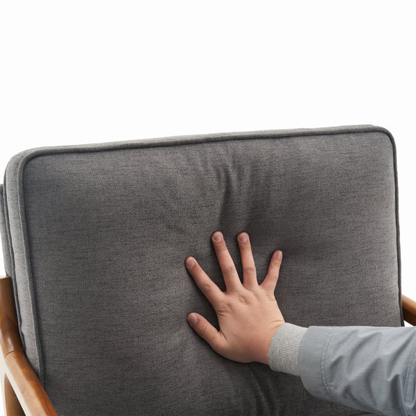 Dark Grey Upholstered Oak Lounge Chair - Indoor Seating