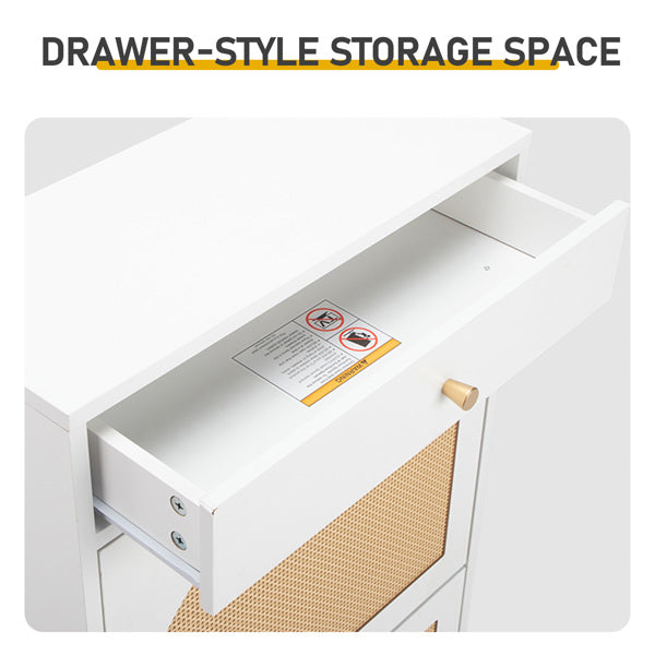 Shoe Cabinet with Drawer and 2 Flip-Top Compartments - White