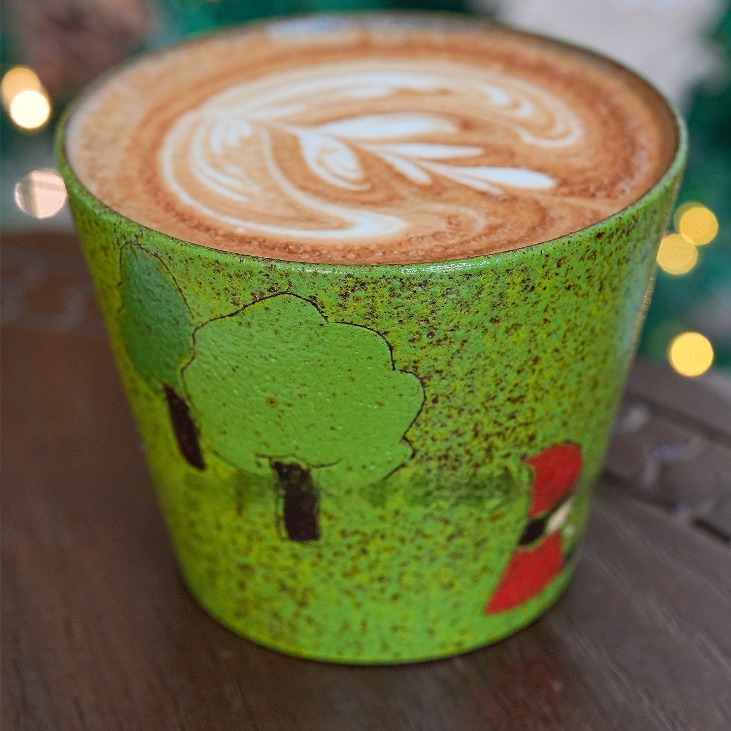 Forest Fairy Tale Style Red Riding Hood Pig Mug - Green Ceramic Drinkware