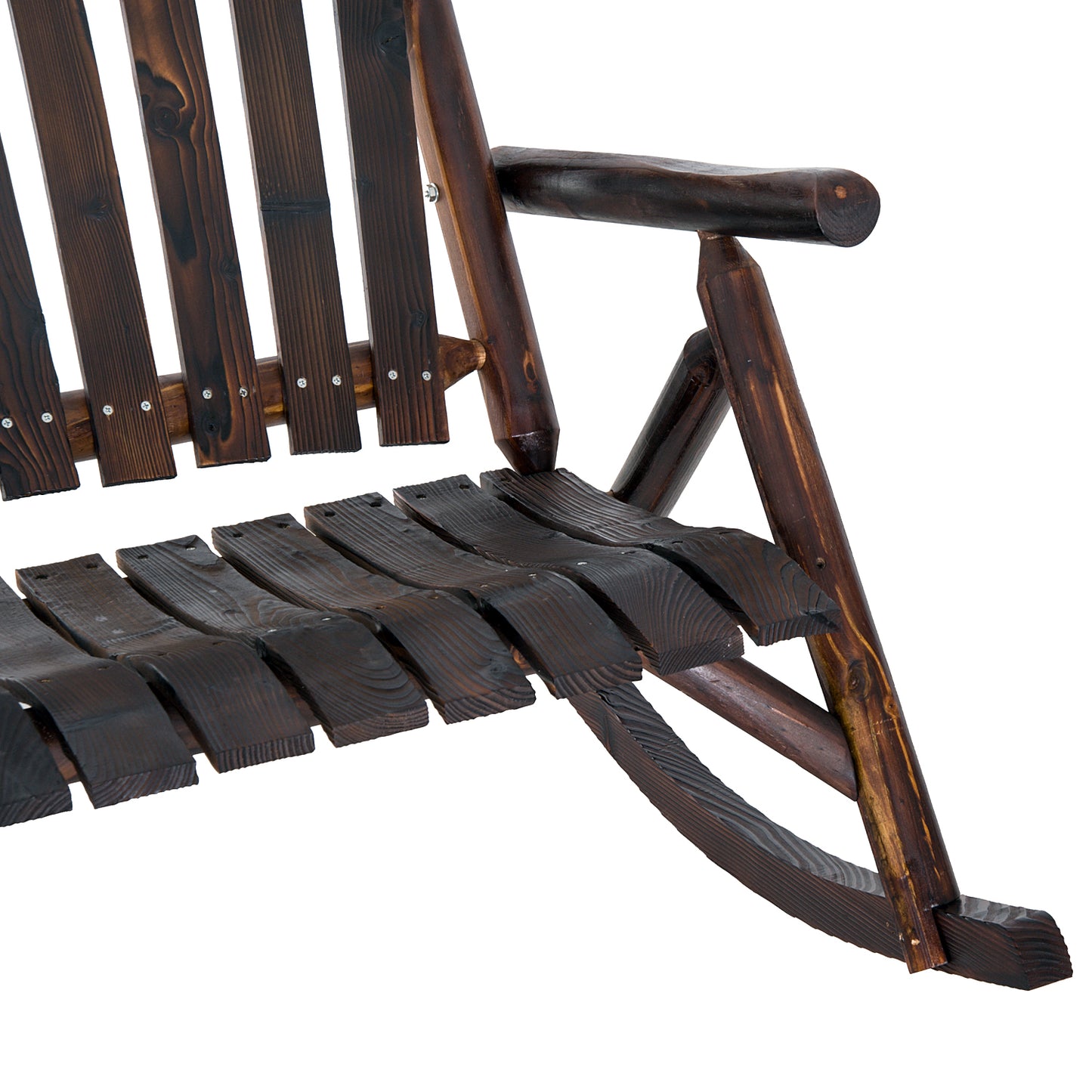 Wooden Adirondack Rocking Chair - Carbonized Outdoor Seating