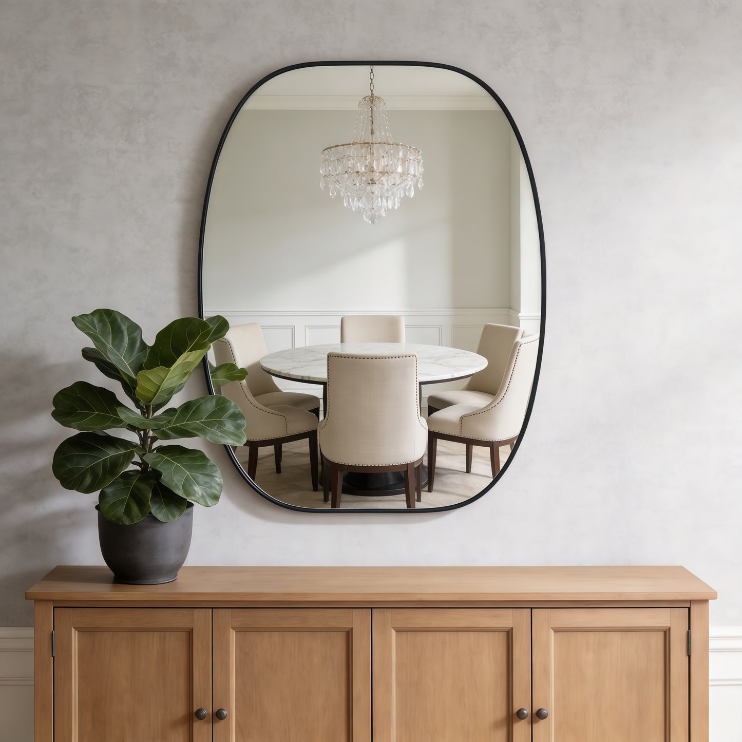 30x40 Inch Black Metal Framed Oval Bathroom Mirror for Wall