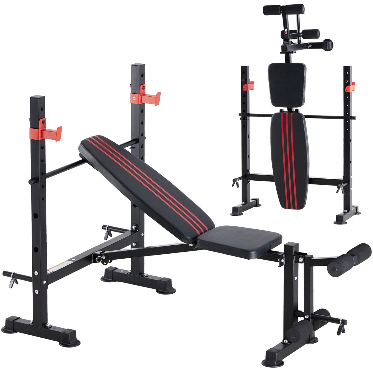 Adjustable Weight Bench with Rack - 650 LBS Capacity, Foldable