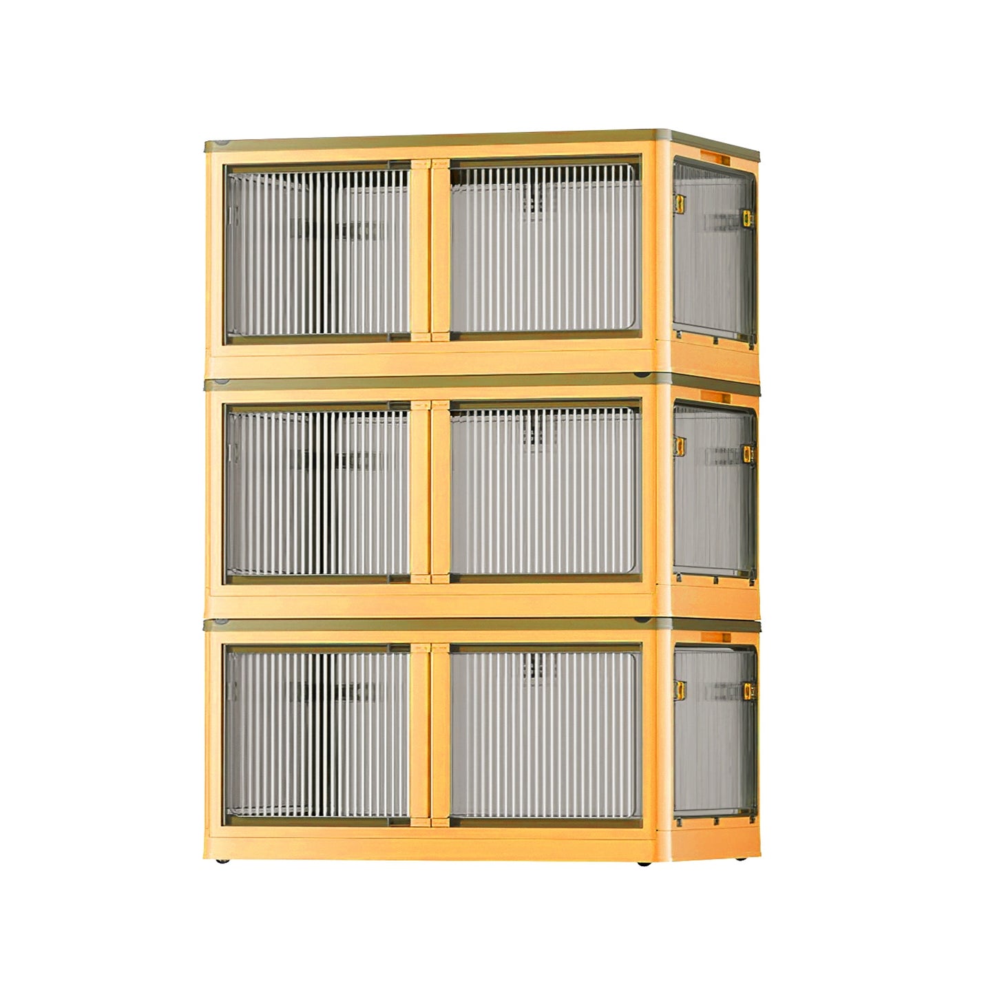 3Pcs Foldable Storage Bins With Lid 4 Doors Collapsible Stackable