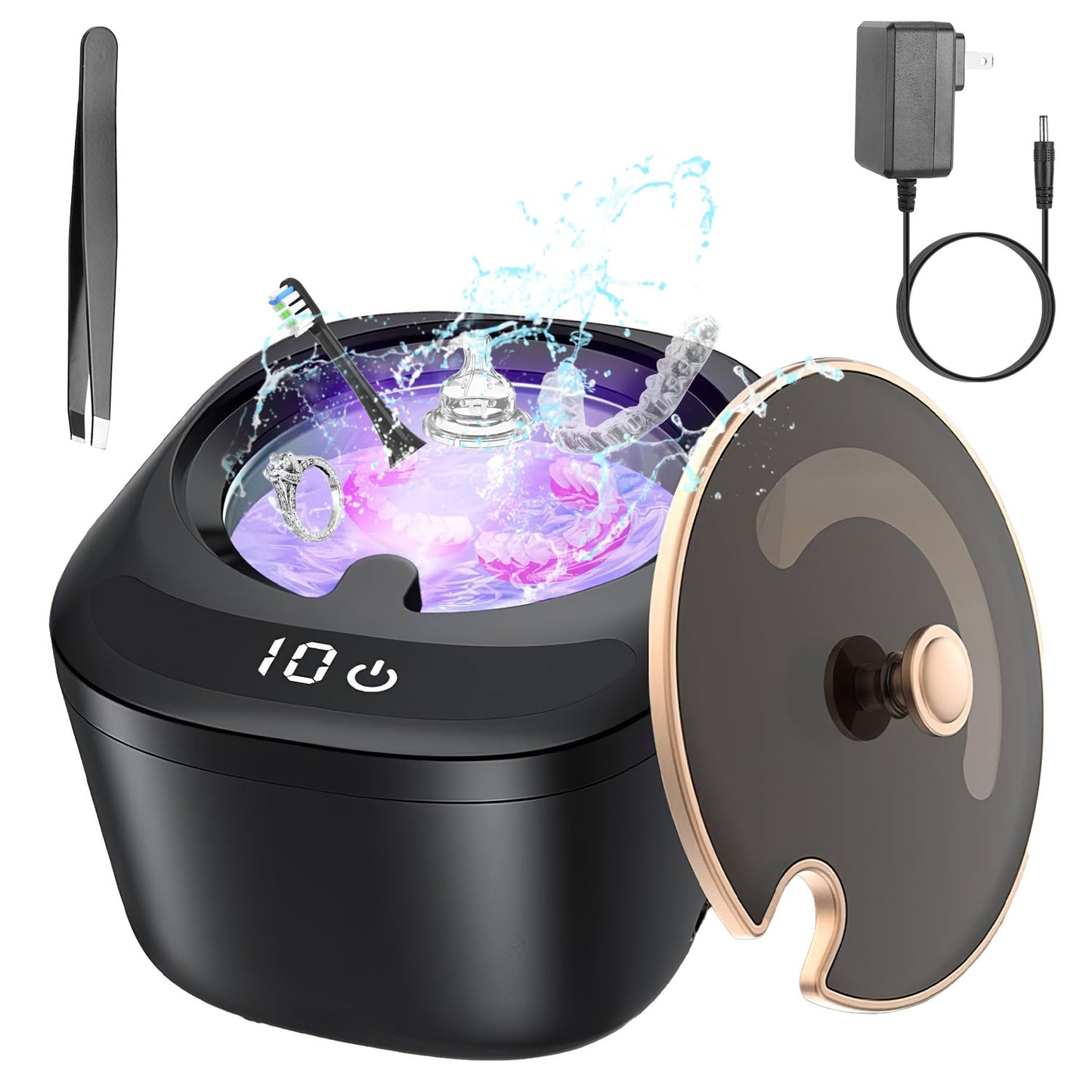 Ultrasonic Retainer Cleaner with UV Light 45kHz, 230ML Capacity, 3 Modes