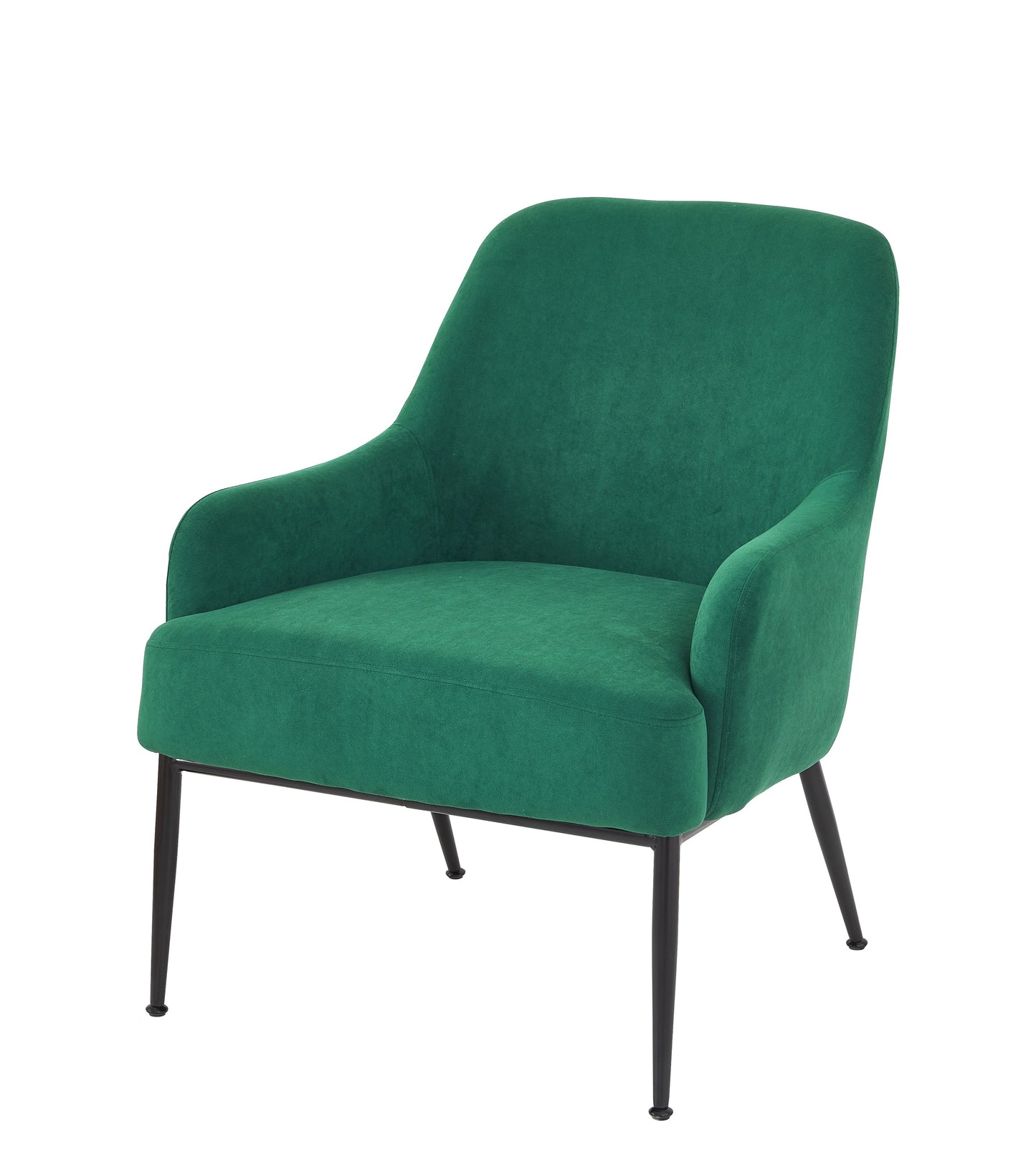 Green Velvet Accent Chair, Modern Upholstered Armchair With Metal