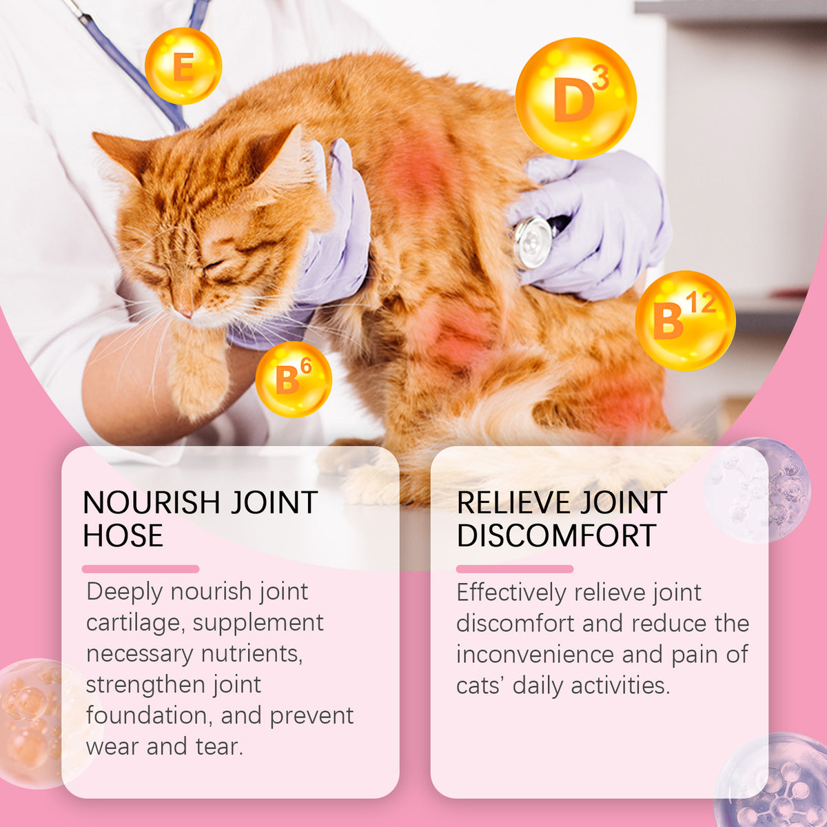 Cat Joint Support Tablets with Glucosamine - Chewable Feline Supplement for All Breeds, 80 Count
