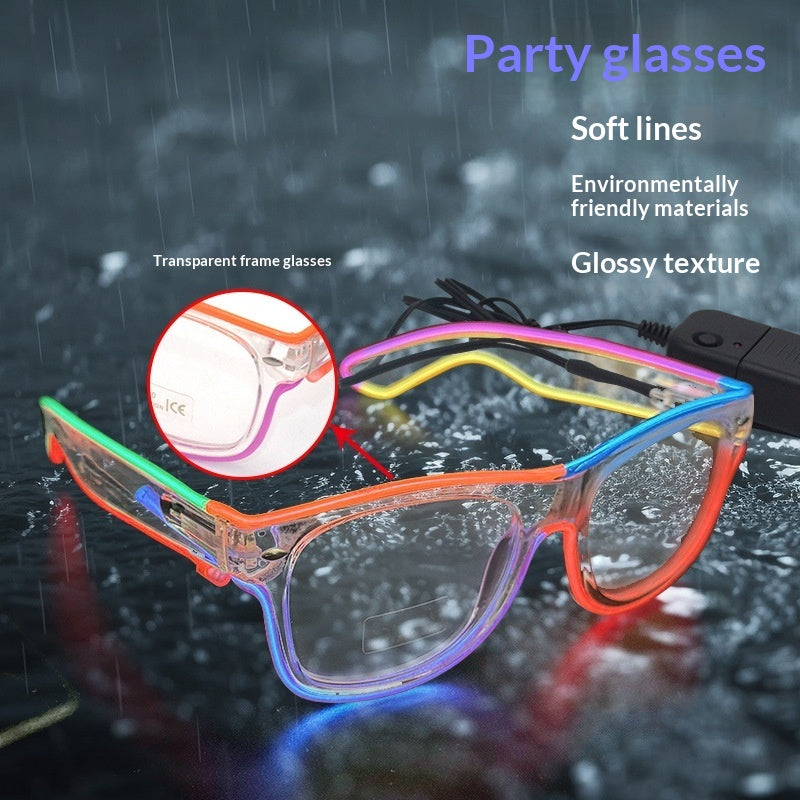 Party LED Fluorescent Glasses Color-Changing Transparent Frames Festival Rave Accessories