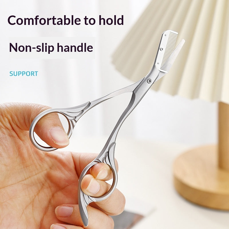 Stainless Steel Eyebrow Scissors with Comb - Precision Grooming Tool