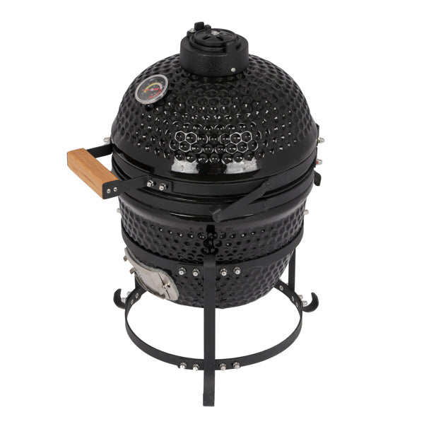 13in Round Charcoal Ceramic Grill Black for Outdoor Barbecue