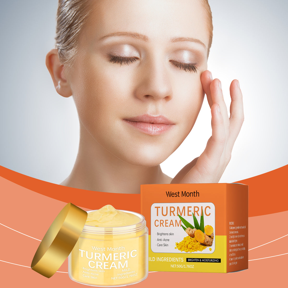 Turmeric Moisturizing Body Cream - Brightens Skin & Fights Acne 50g