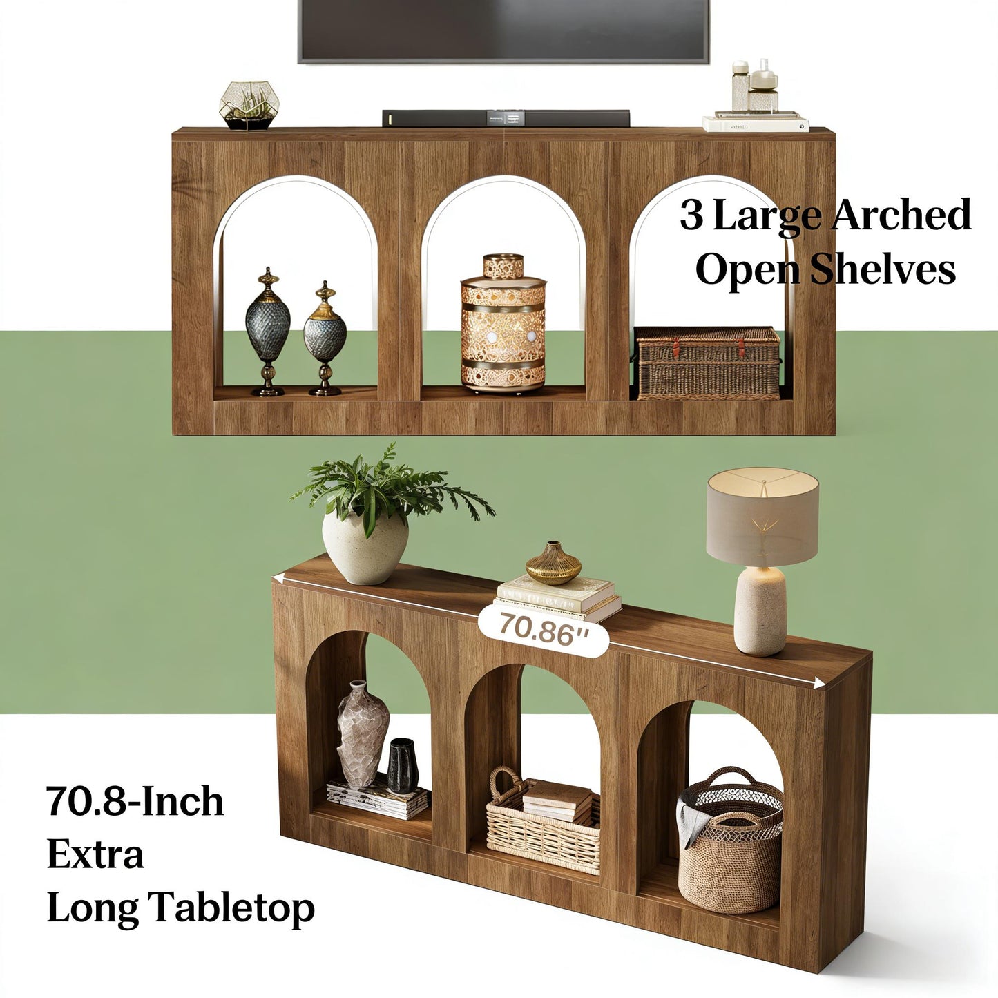 Stylish Arched Console Table - Brown Entryway Table