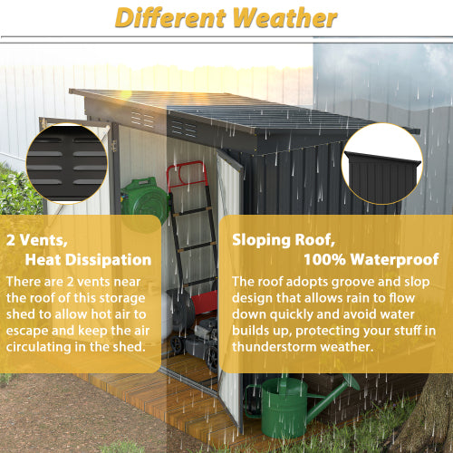 6 Ft x 4 Ft Outdoor Metal Storage Shed with Double Doors and Padlock