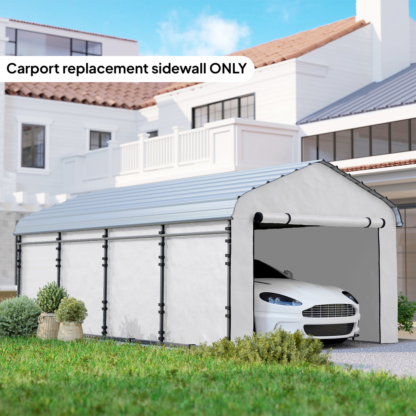 10x15 Carport Replacement Sidewall Panel - White UPF50+ Waterproof