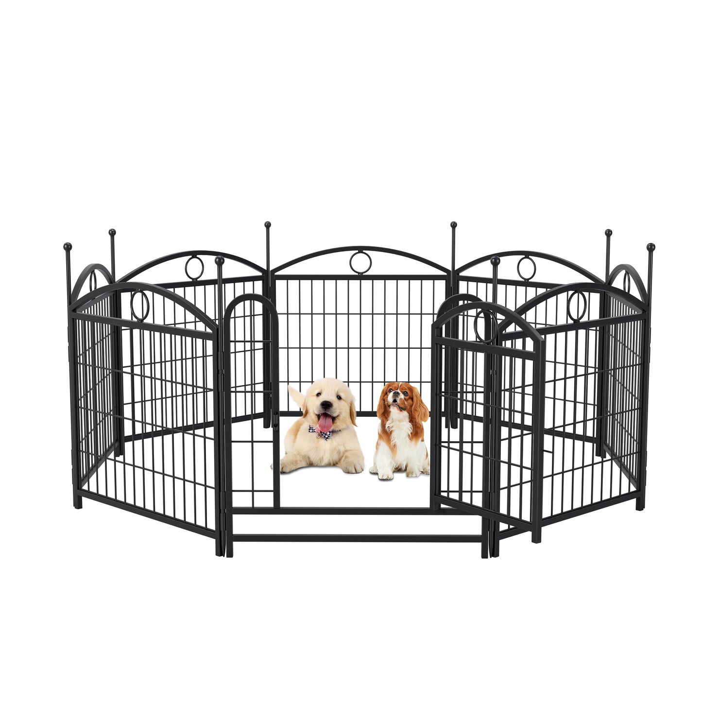 Indoor/Outdoor 24 Inch Dog Playpen - Heavy Duty Metal Pet Fence with Doors