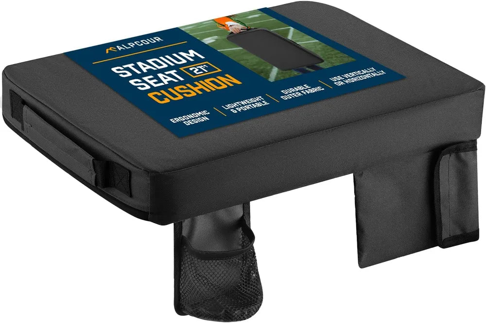 Portable Stadium Seat Cushion - Extra Thick 21x15 Inch with Pocket