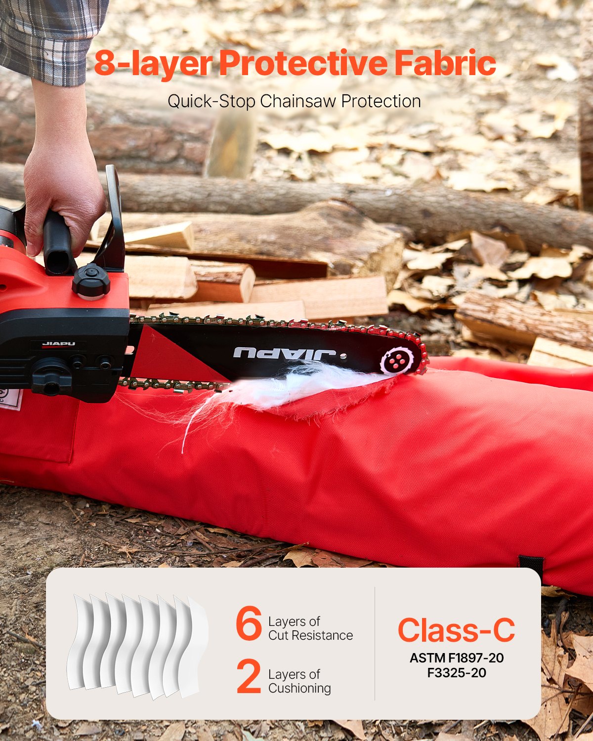 Chainsaw Chaps 39.7 Inch Apron Style Safety Gear for Forestry Large Red