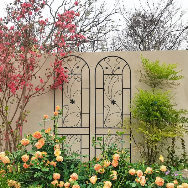 Metal Garden Trellis for Climbing Plants - 86.7" x 19.7" - Black