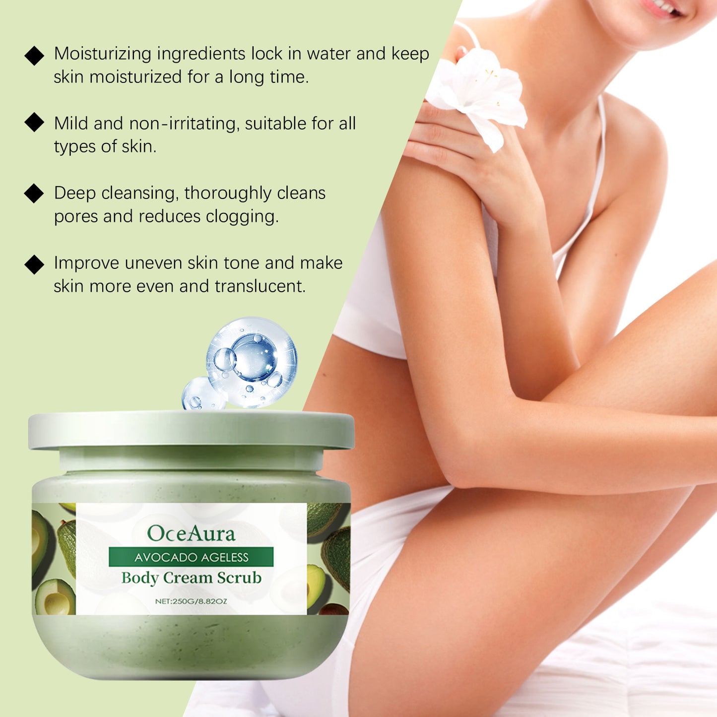 Avocado Exfoliating Body Scrub for Smooth Hydrated Skin - 250g