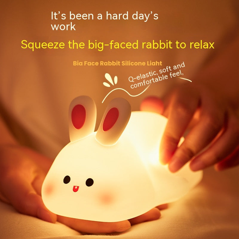 Cute LED Night Light for Kids - Touch Control Rabbit & Duck Nightlights, Rechargeable Bedside Lamp, Christmas Gift