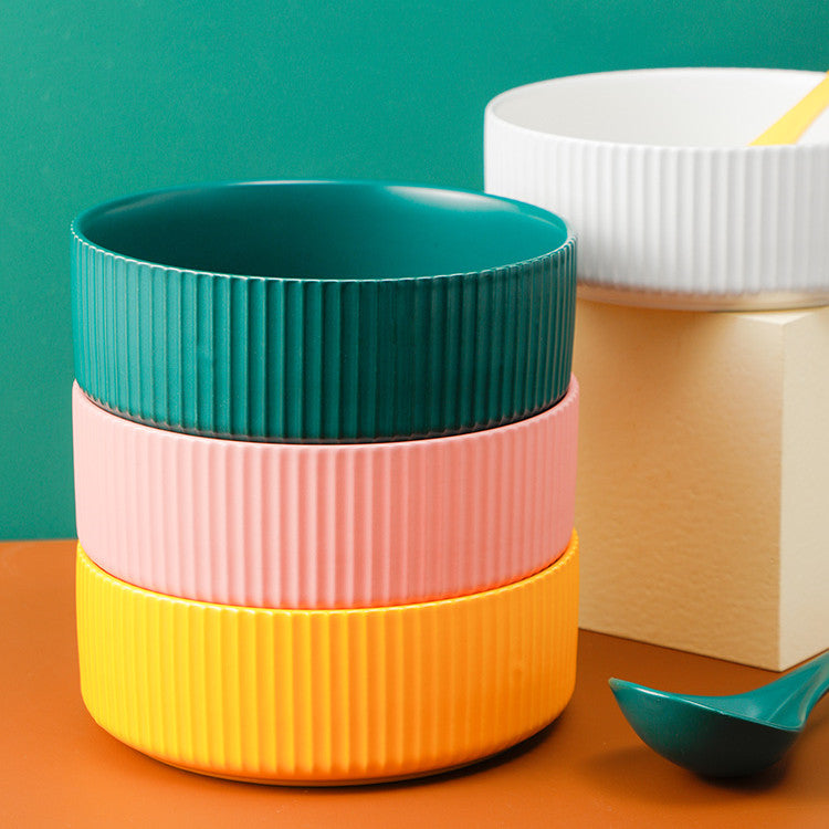 Ceramic Household Bowl Set - Food Safe, Solid Color, 6/8 Inch or Set