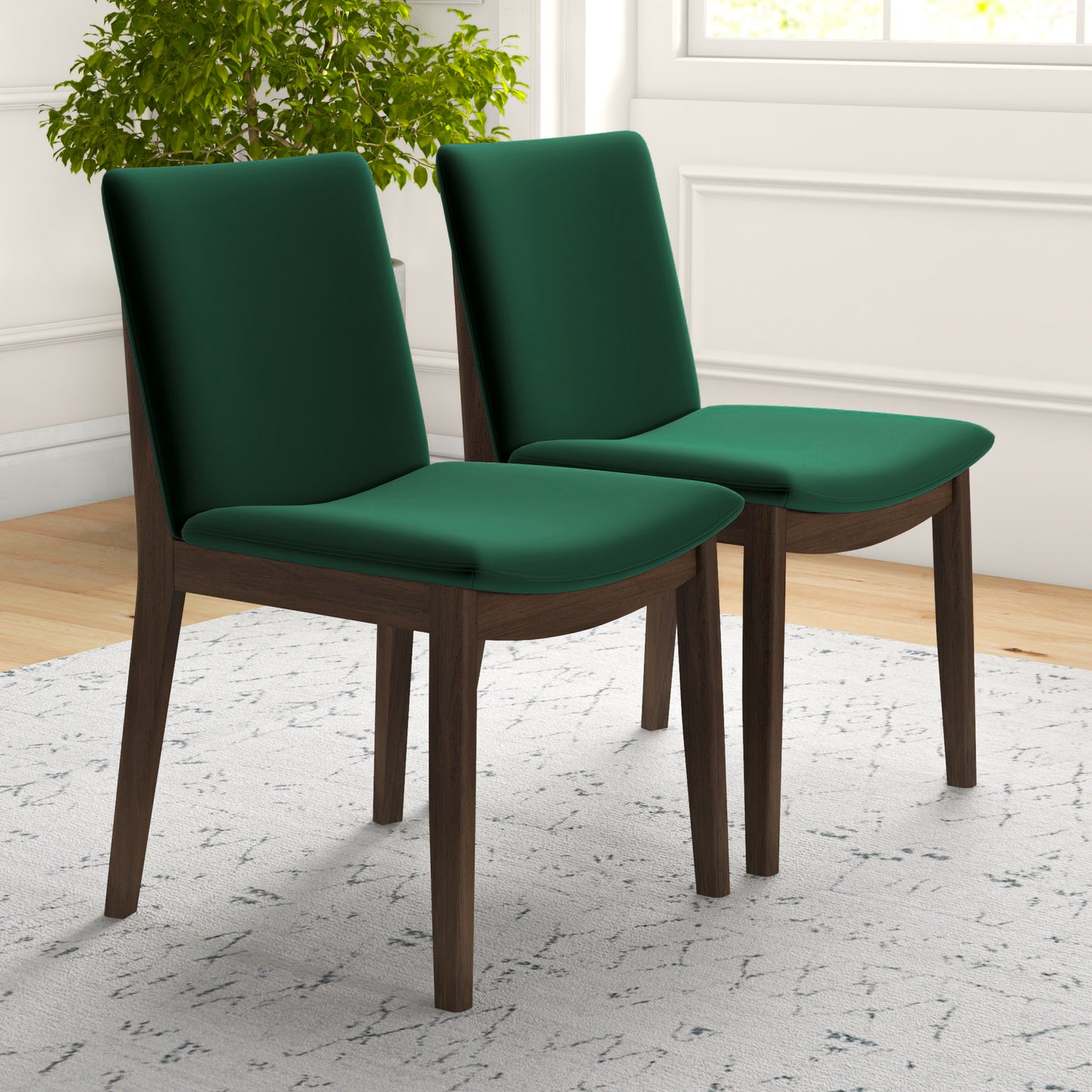 Laura Mid-Century Modern Solid Wood Dining Chair Set Of 2