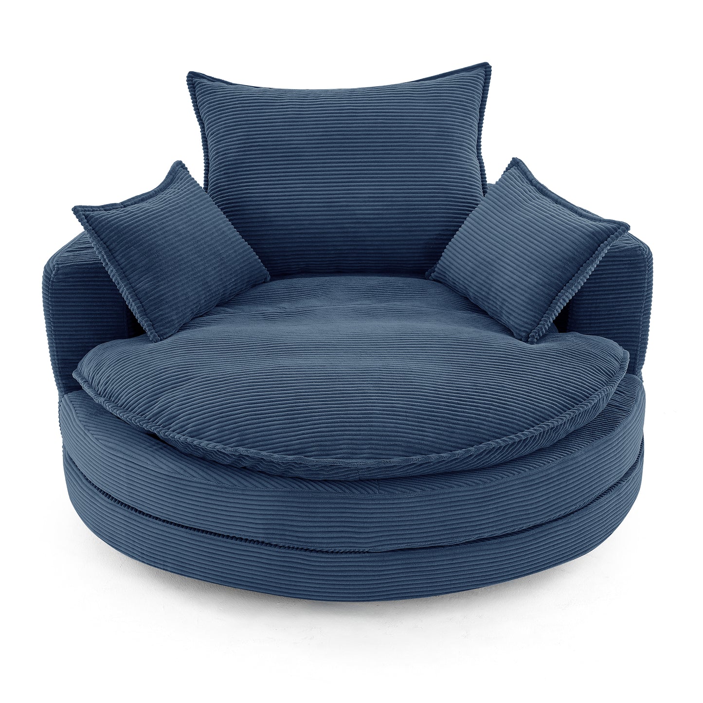 360° Swivel Accent Chair with Dual-Layer Cushion - Blue