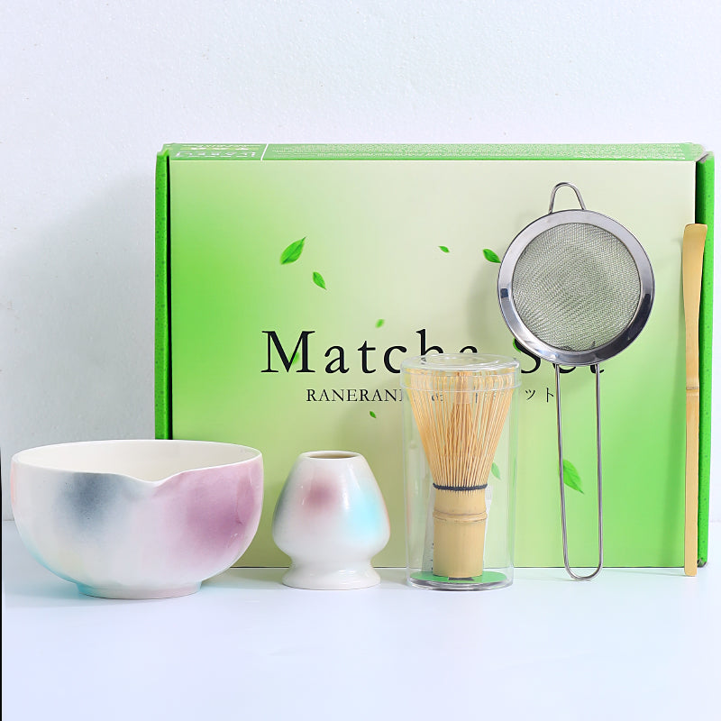 Japanese Tea Ceremony Set with Matcha Bowls & Whisks - Multiple Colors