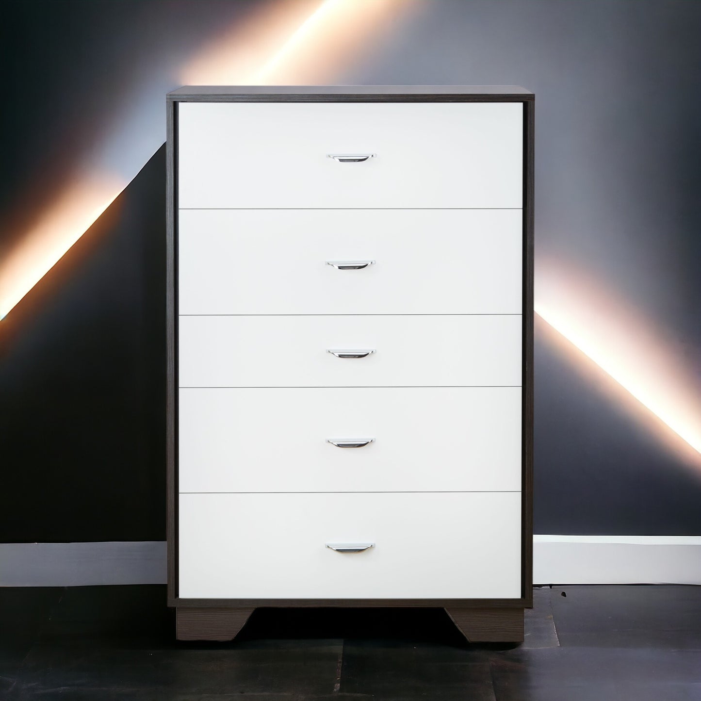 Espresso & White Finish 5-Drawer Chest - Stylish Storage