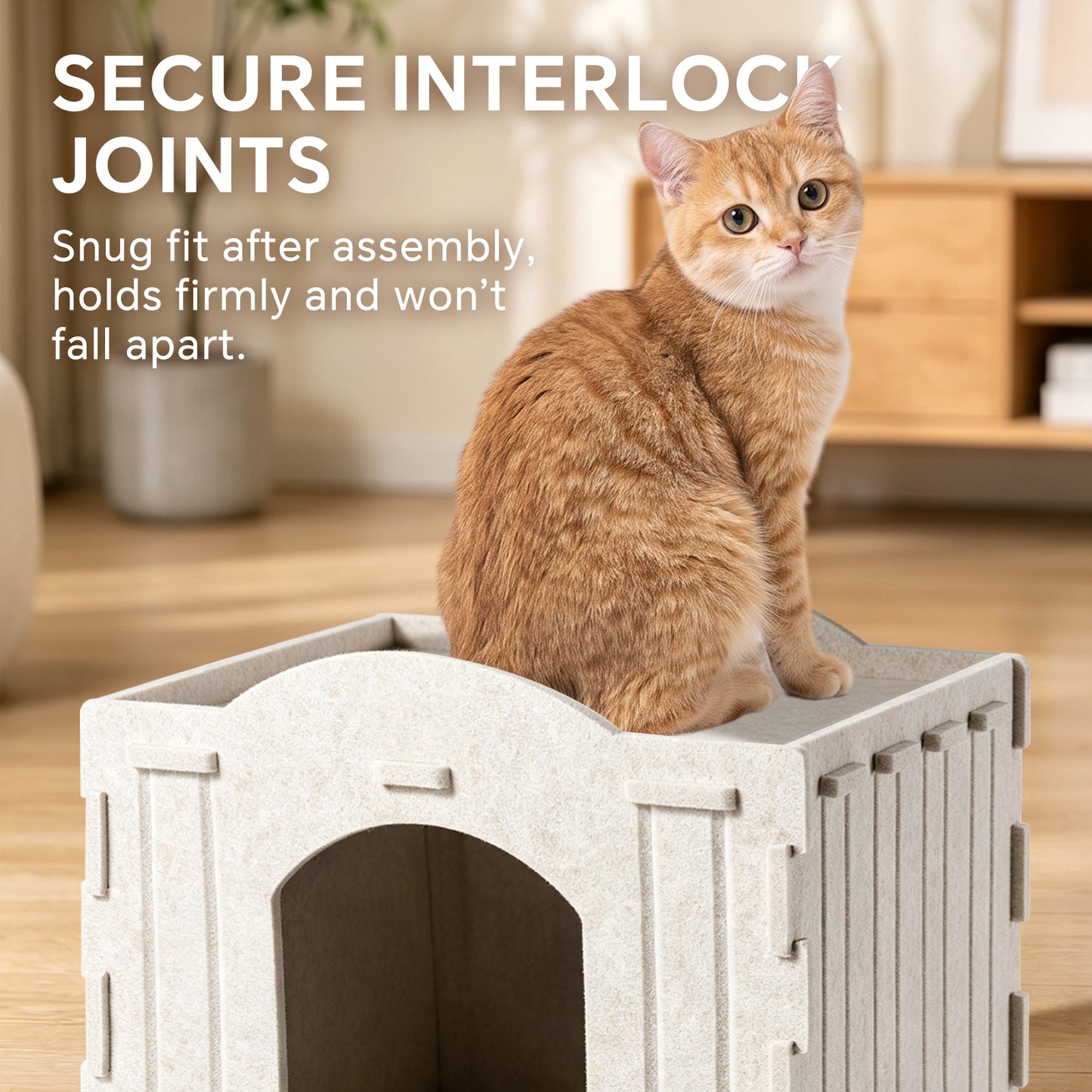 Square Cat Bed for Pets - White Soft Pet House & Cozy Resting Spot
