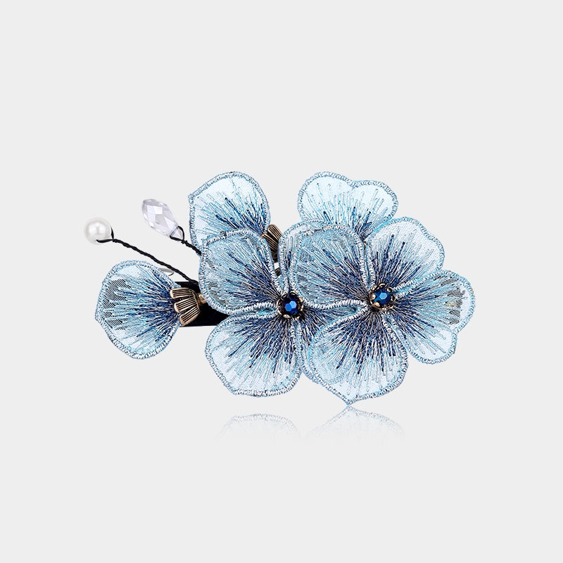 Embroidered Butterfly Flower Hairpin Clip