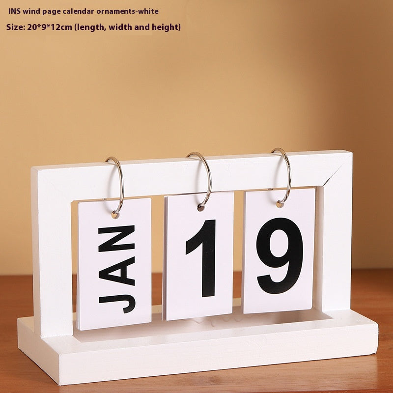 Wooden Calendar Office Desk Decor - Wind Flip & Perpetual Styles for Home & Study