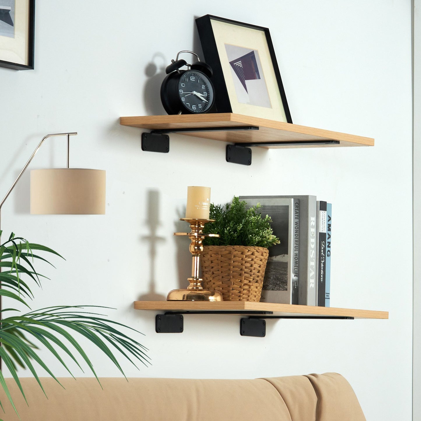 Heavy Duty Floating Shelf Brackets - 6 Pcs, 160 Lbs Capacity, Black