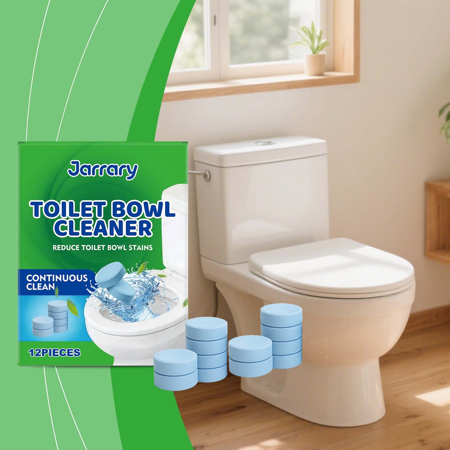 Toilet Cleaning Tablets 12-Pack - Household Bathroom Cleaner
