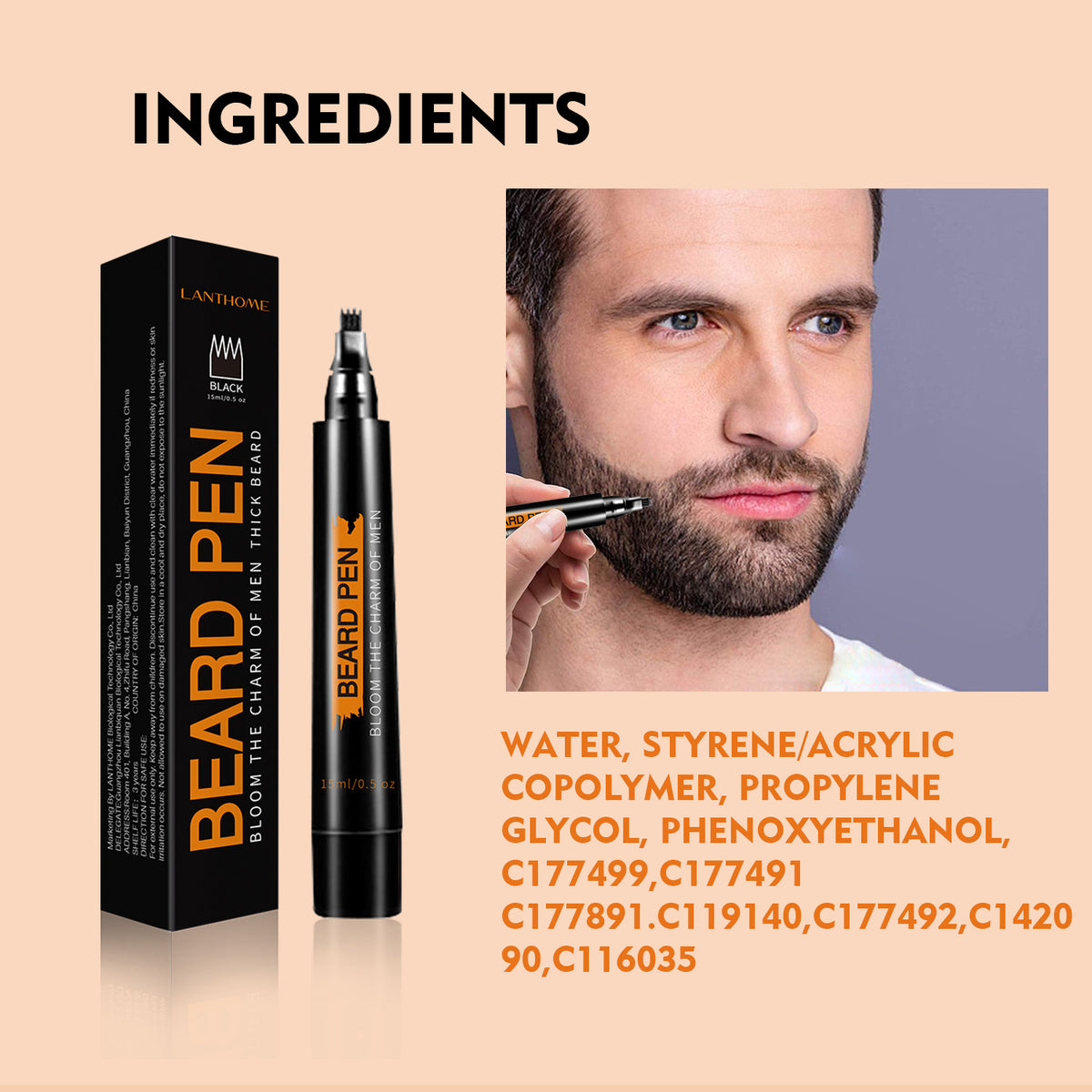 Men's Universal Filling Color Beard Pen - Hair & Grooming