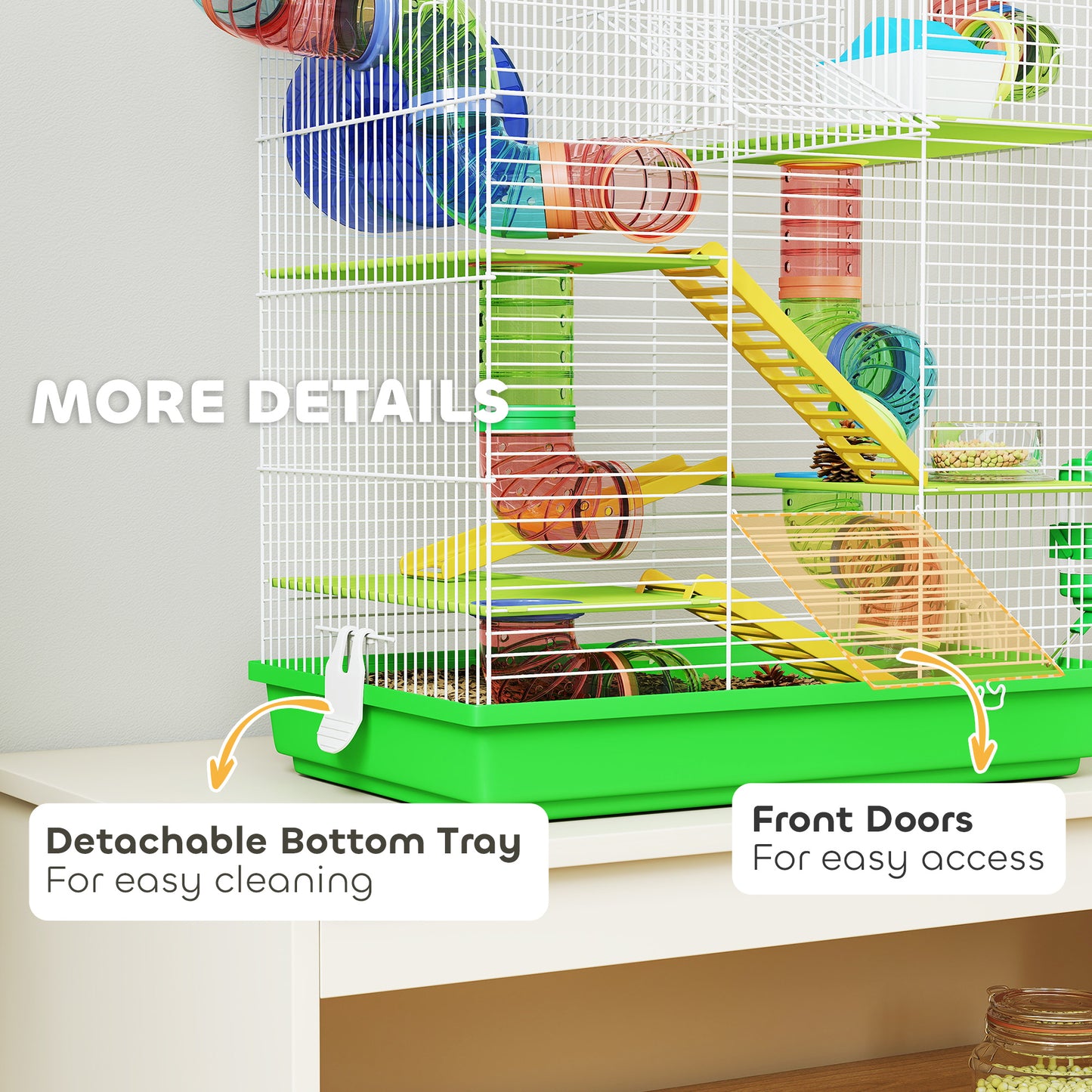 18.5-Inch Small Animal Hamster Cage with Tunnels Water Bottle and Accessories